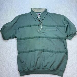 LD‎ Sport International Polo Shirt mens large Short Sleeve Green Striped